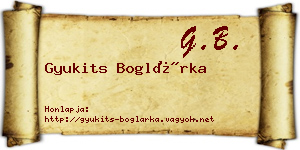 Gyukits Boglárka névjegykártya